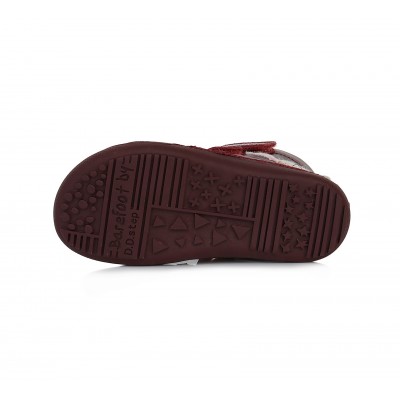 D.D. step dievčenská detská celokožená zimná Barefoot W063-511 Raspberry